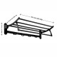 Ferio Stainless Steel Folding Bathroom Rack | Towel Holder | Towel Hanger | Napkin Rod Hanger | Multipurpose Use Hooks for Bathroom Accessories (24 Inch-Black Finish)