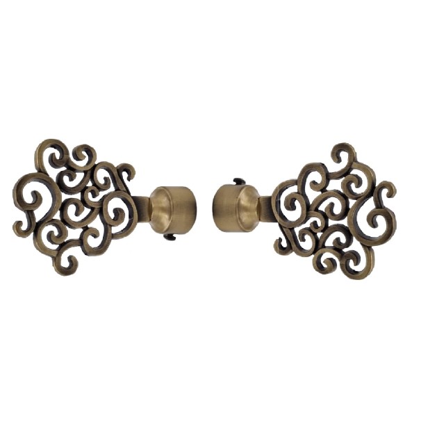 Arena Antique Brass Finish Alloy Zinc Curtain Finials Curtains Brackets/Holders for Door and Window Accessories Home Décor 1 Inch Rods (Pack Of 2)
