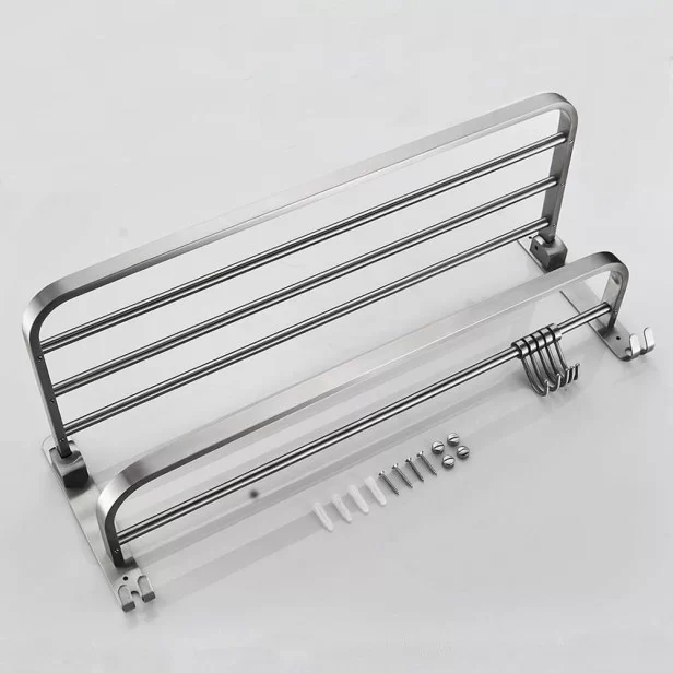 4 Stainless Steel Rail Bar Swivel Towel Display Rack Wall Mounted For  Bathroom