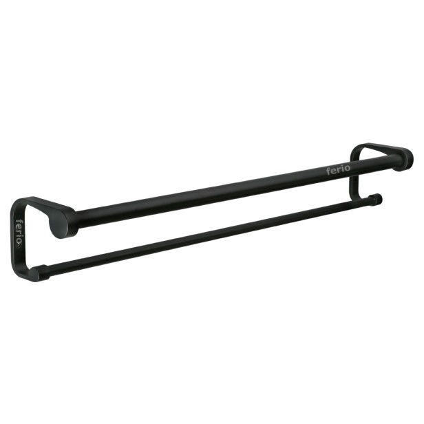 Ferio High Grade Aluminum Towel Rod/Towel Rack for Bathroom/Towel Bar/Hanger/Stand/Bathroom Accessories (24 Inch - Black)