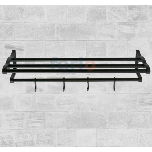 Ferio 24 Inch Stainless Steel And Aluminium Bathroom Towel Rack Towel Bar Towel Rod Holder/Hanger Towel Stand Bathroom Accessories Set Of 1 (Black, 24 Inch ( 2 Feet ))