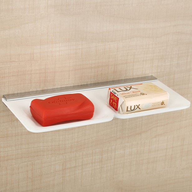 Ferio Premium Acrylic Bathroom Soap Holder/Double Soap Dish for Bathroom/Soap Stands/Bathroom Accessories-Milky White(Made in India)