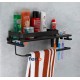 Ferio 3 in 1 Stainless Steel Multipurpose Bathroom Shelf / Shelves/Towel Bar | Napkin Holder | Tumbler Holder | Rack Bathroom Accessories for Home Black Finish (15*5 Inches) - Pack of 1