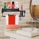 Ferio 3 in 1 Stainless Steel Multipurpose Bathroom Shelf / Shelves/Towel Bar | Napkin Holder | Tumbler Holder | Rack Bathroom Accessories for Home Black Finish (15*5 Inches) - Pack of 1