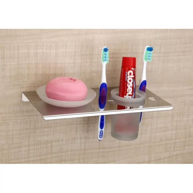 10 x 5 Inch Stainless Steel Soap Dish & Toothbrush Holder