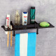 Ferio Stainless Steel 3 in 1 Multipurpose Bathroom Shelf/Rack/Towel Hanger/Tumbler Holder/Bathroom Accessories (15 x 6 Inches) - Pack of 1