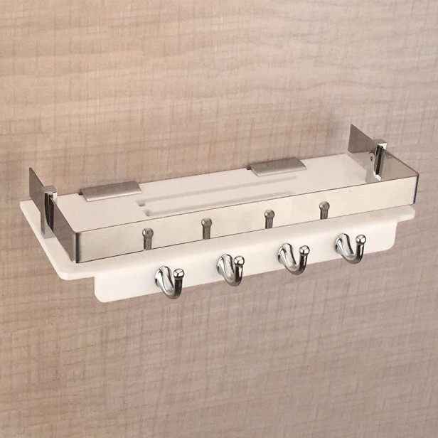 Ferio Acrylic Multipurpose Bathroom Shelf-Rack/Key Holder/Decorative Wall Shelf(12 x 4 in)