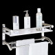 Ferio High Grade Stainless Steel Wall Mount Shelf 2 Tier Bathroom Shelf/Rack with Towel Holder/Towel Hooks/Bathroom Accessories Wall-Mount (Silver)