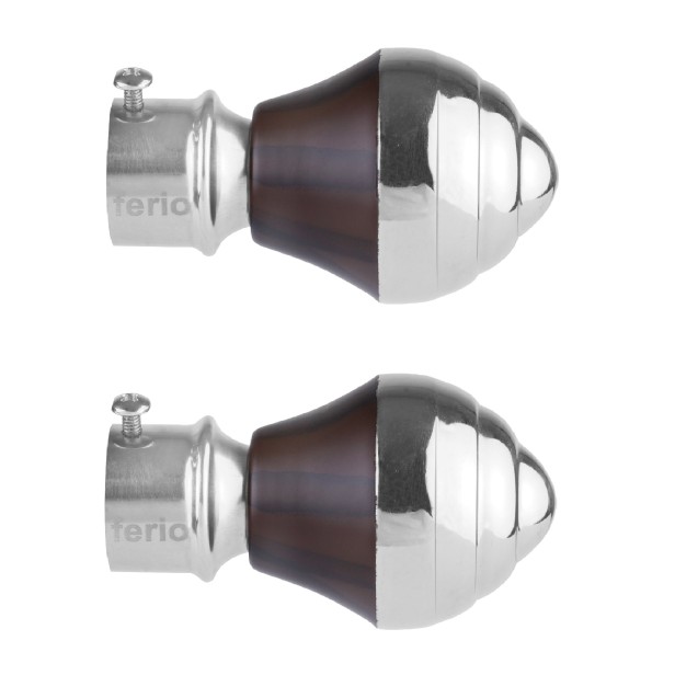 Ferio Wengi Finish Stainless Steel Curtain Finials Door and Window for 1 Inch Rod Set Of 1 (Curtain Finials :- 2 Pcs)