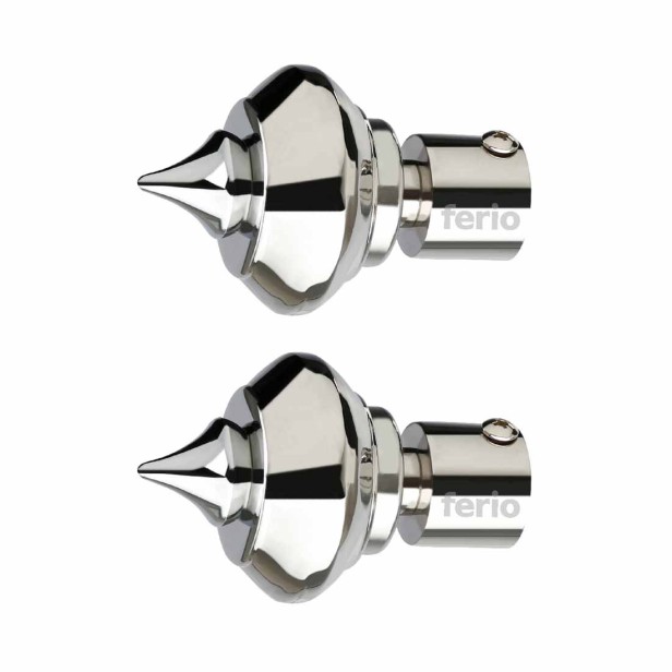 Ferio Stainless Steel Crtain Finials For Brackets Parda Holder with Support 1 Inch Rod Door and Window Curtain Holders and Rod Support Fittings For Home Chrome Finish (Pack Of 2)
