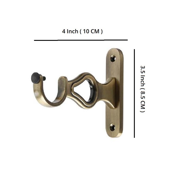 Ferio Zinc Curtin Brackets/Holders for Door and Window 1 Inch Rod Size Brass Antique Set of 1 (Pack of 2) for Home Decor