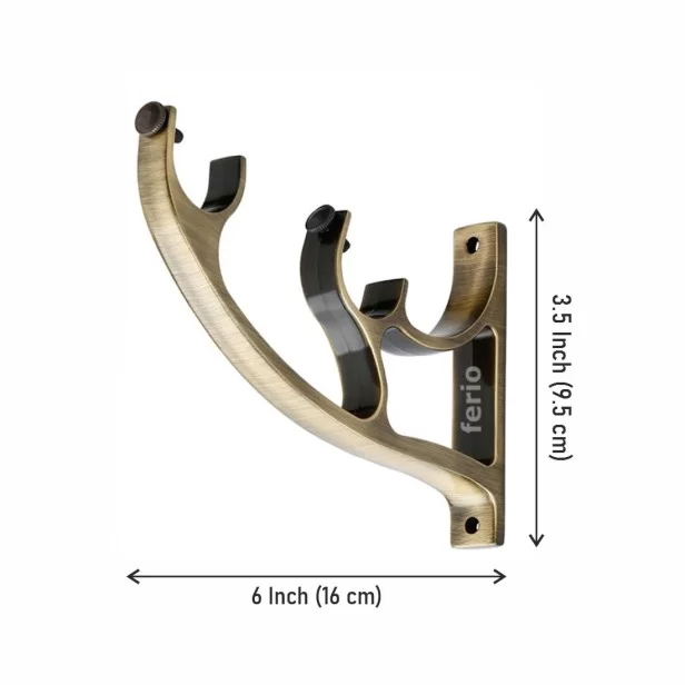 Brass Antique Alloy Double Curtain Rod Brackets And Support