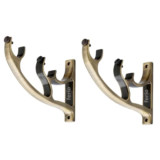 Brass Antique Alloy Double Curtain Rod Brackets And Support