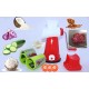 Ferio 4 in1 Multi-Functional Drum Rotary Vegetable Cutter, Shredder, Grater & Slicer Dicer, High Speed Rotary Cylinder Salad Maker Chopper Kitchen Gadget Tools with 4 Stainless Steel Blade Red Color (Pack of 1)