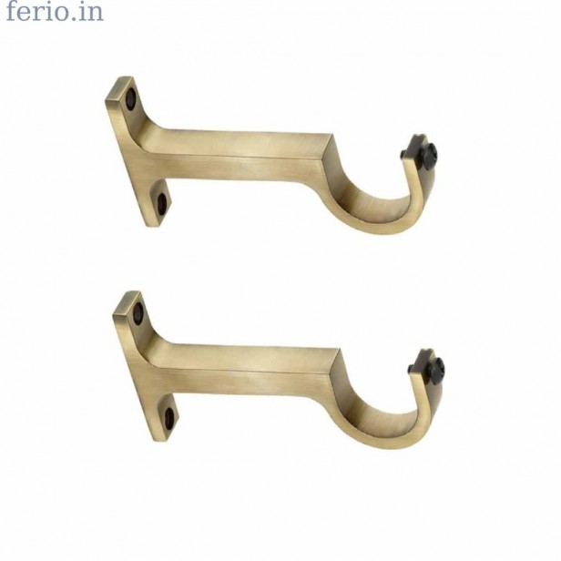 Arena Brass Antique Curtain Bracket Support Curtain Knob | Bracket Rod Heavy Support |Aluminum Curtain Accessories for Home Curtain Support Rod Bracket Door and Window Fitting Hardware (Pack of 2 Pcs)