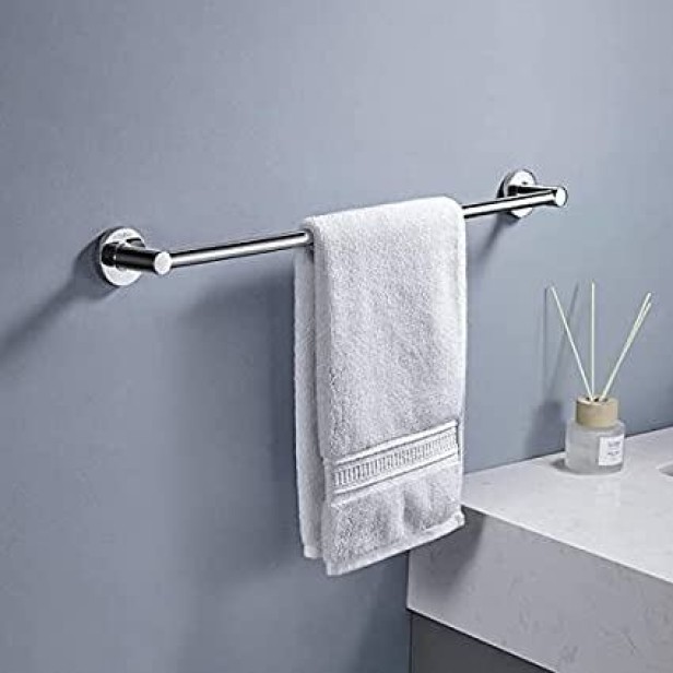 Ferio Stainless Steel Heavy Towel Rod| Towel Rack for Bathroom | Towel Bar | Hanger| Stand| Bathroom Towel Rod Holder Accessories Wall Mounted Hand Towel Rail For Kitchen 24 Inch Chrome Finish (Pack Of 1)