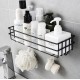 Ferio Bathroom Rack - Bathroom Shelves - Kitchen Storage – Multipurpose Rack Shampoo Holder With 4 hook - Adhesive Shower Caddy Metal Shelf Without Drilling (Black, Pack of 1)