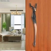 12.5 Inch Antique Deer Carved Matte Finish Main Door Handle