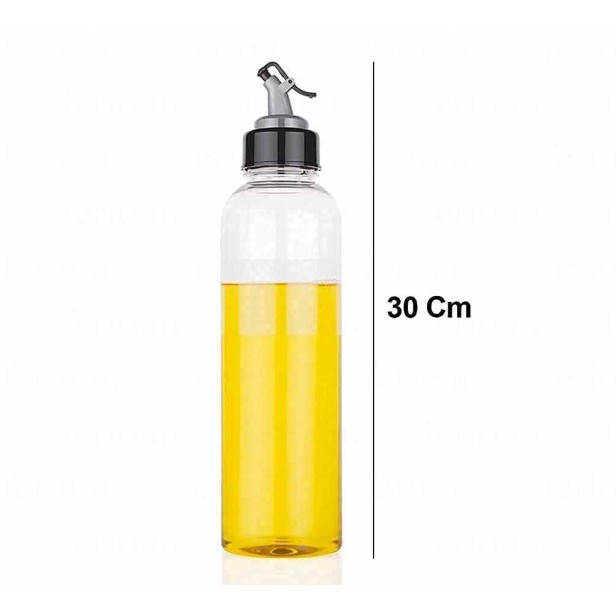 Ferio Food-Grade Plastic 1000ML Plastic Oil Dispenser Pour for Cooking for Olive Oil, Vinegar, Liquid Beverages for Kitchen with Airtight Dispenser Lid, Transparent, Large (Pack of 1)