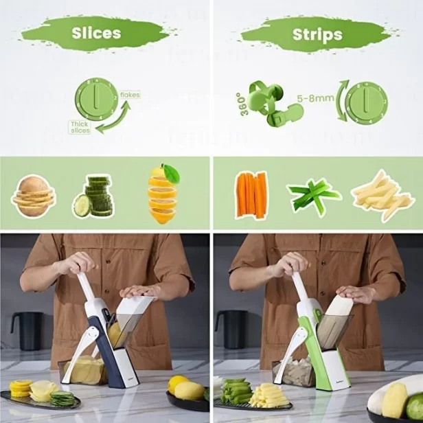 Mandoline Vegetable Chopper, Slicer and Cutter for Kitchen - Stainless  Steel Vegetable Chopper - Spring Slicer with Safety Holder - Best Home  Utility Tool