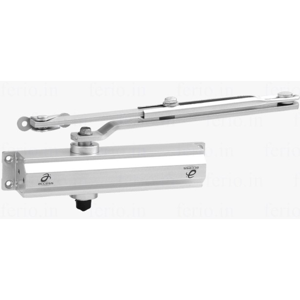 Ferio Heavy Duty Aluminium Automatic Hydraulic Double Speed Regular Door Closer Residential / Commercial Purposewith Fitting Set for All Door Weight Up to 80 Kg Silver Finish (Pack of 1)