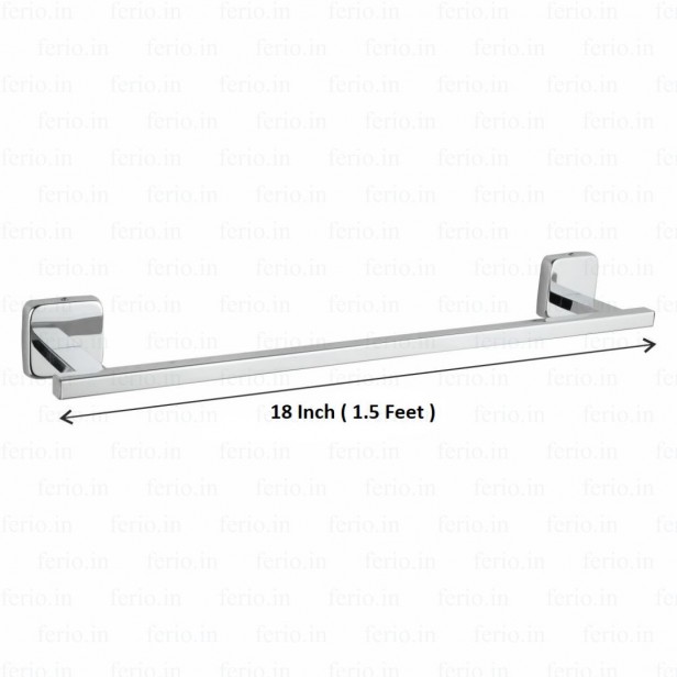 Ferio Steel 18 Inch Towel Rod Towel Rack for Bathroom Towel Bar, Towel Hanger, Towel Stand, Bathroom Accessories-Round (Chrome Finish) - Pack Of -1 Pcs