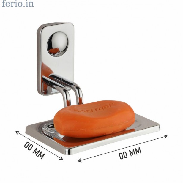 Ferio Stainless Steel Soap Dish | Soap Holder | Soap Stand Bathroom Accessories Chrome Finish ( Pack Of 1 )