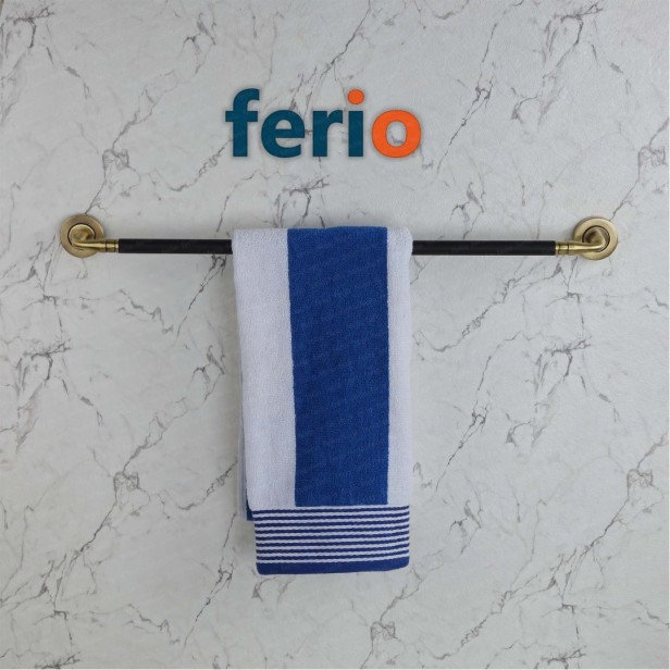 Ferio Stainless Steel With Dual Tone Finish Black & Antique Brass Heavy Towel Rod| Towel Rack for Bathroom | Towel Bar | Hanger| Stand| Bathroom Towel Rod Holder Accessories Wall Mounted Hand Towel Rail For Kitchen 18 Inch (Pack Of 1)