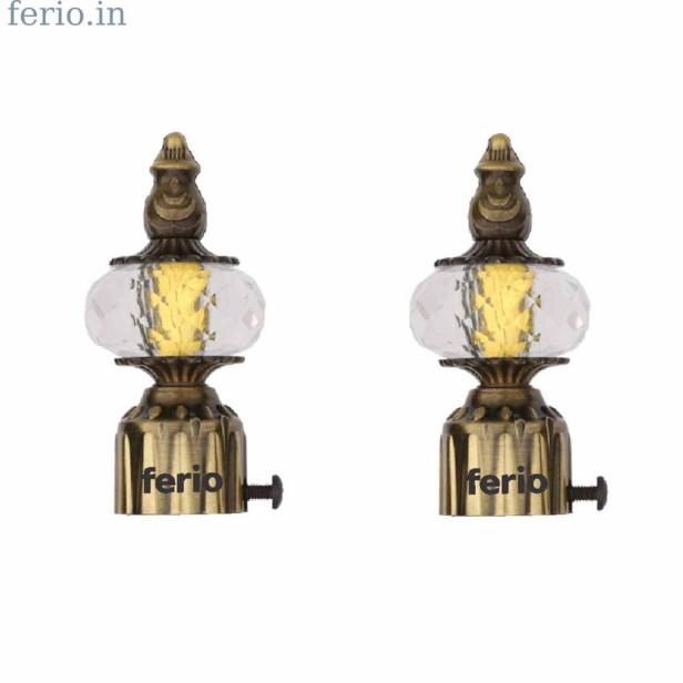 Ferio Curtain Bracket With Crystal For Door And Window Fitting For 1 Inch Rod Pocket Size Only Finals Set For Home Décor Brass Antique (Pack Of 2)