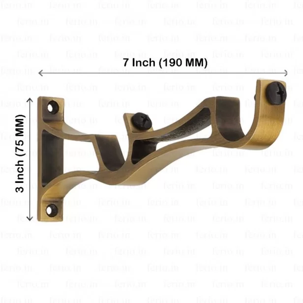 Ferio Double Curtain Rod Holder And Brackets Aluminums For Door And Windows  1 Inch Curtain Fitting Accessories For Home Décor Brass Antique Finish