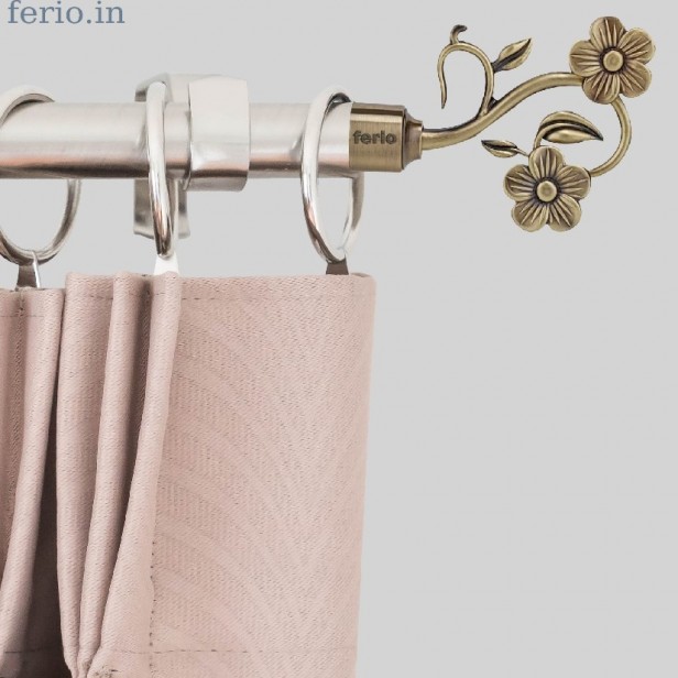 Ferio Alloy Zinc antique brass curtain brackets set curtain holder set curtain Finials for windows and door home décor - pack of 2 pcs (Finials 1 pair)