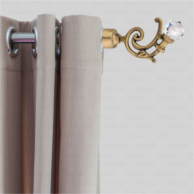 Ferio Brass Antiqe Finish Zinc and Diamond Curtain Finials for Door and Window Accessories 1 inch Rod Set of 1 (2 Pcs) Without Curtain Brackets/Holders for Home
