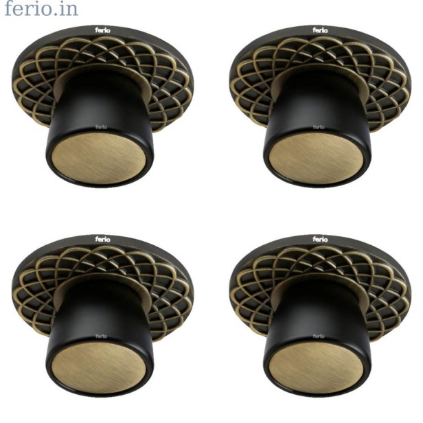 FERIO Zinc Knobs for Drawer & Cabinets Set Knob, Pull Handle Cabinet Knobs, Handle for Drawer, Door Knobs for Home Furniture Fitting (Pack of 4, Bass Antique)