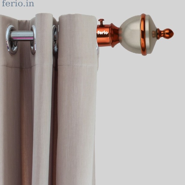 Ferio  Curtain Finial Stainless Steel For Door And Window Rod Pocket Fitting For 1 Inch Rod Size Only Finials Rose Gold With Silver For Home Décor (Pack Of 2)