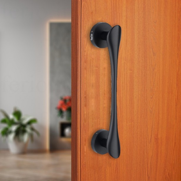 Ferio 8 Inch 192 MM Door Handles for Main Door | Glass Door Handle | Pull- Push Handles for All Doors of House Office Hotels Door & Home Décor Black Finish (Pack Of 1)