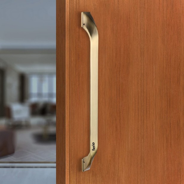 Ferio 16 Inch 400 MM Zinc Alloy Door Handles for Main Door Handle | Glass Door Handle |Door Pull-Push Handle For All Door Houses Office Home Door & Décor Brass Antique Finish (Pack Of 1)
