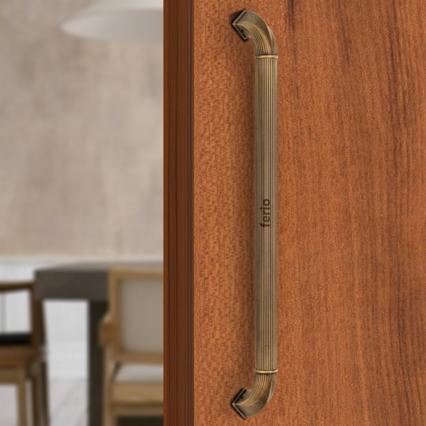 Ferio 18 Inch Antique Brass Main Door Handle for Big Home and Offices / Door Handle Designer / Push Pull Heavy Duty Handle / Long Handles for Door / Vintage Style Handle for Big Door (Pack of 1)