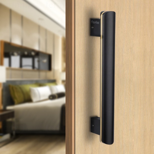 Ferio 12 Inch (300 MM) Door Handles For Main Door Glass Door Decorative Pull-Push Handle For All Door Of Home Office Hotels Home Décor Black and Gold Finish (Pack Of 1)