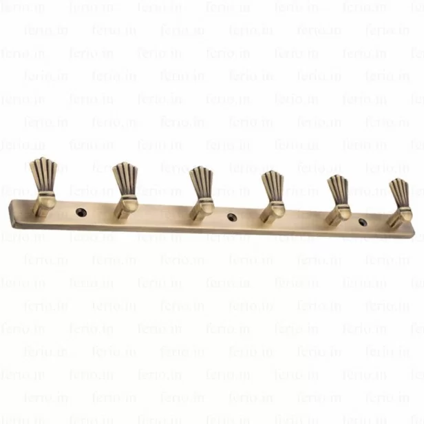 1pc Vintage Gold Metal Wall Mount Hook Rack With 5 Hooks