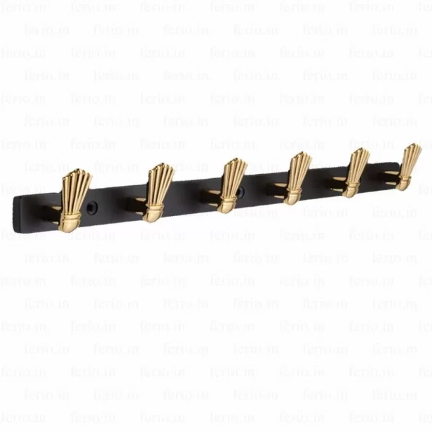6 Pin Black And Gold Finish Cloth Hooks Hanger
