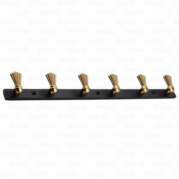 6 Pin Black And Gold Finish Cloth Hooks Hanger