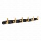 Ferio 6 Pin Bathroom Cloth Hooks Hanger Door Wall Bedroom Kitchen Multipurpose Use For Robe Hooks Rail for Hanging Clothes, Towel Black & Gold (Pack Of 1)