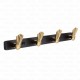 Ferio 4 Pin Bathroom Cloth Hooks, Zinc Alloy Door Hanger, Wall Hooks Rail for Hanging Clothes and Keys, Bedroom Cloth Wall Hook (Black & Gold Finish, Pack of 1)