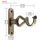 Ferio Decorative Curtain Rod Holder Brackets Parda Holders with Support 1 Inch Rod Pocket Finials Door and Window Fittings for Home Decor Brass Antique (Pack of 2)