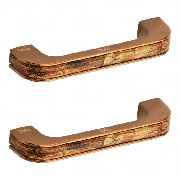 Ferio 8 Inch 160 MM Dual Tone Rose Gold Zinc Alloy Material Cabinet Handle Pulls Wardrobe Handle Window Handle for Home/Hotel/Office (Set Of 2 Pcs)