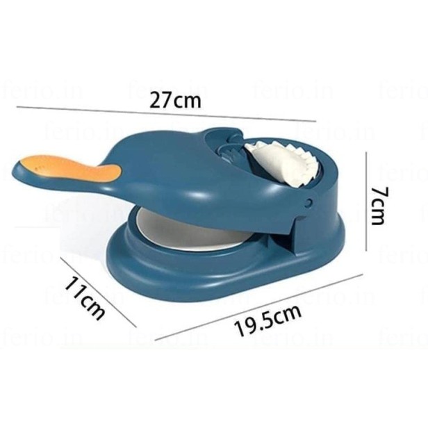 Ferio 2 in 1 Dumpling Maker Momos Maker Machine, Dumpling Skin Press Mould for Gujiya Ghughra Momos Making,Mould Machine, Kitchen Dumpling Interchangeable Fineness Full Blue And White Color  (Pack of 1 )