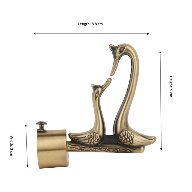 Ferio Curtain Brackets Parda Holders Zinc Alloy Swan For Door And  Windows Fitting 1 Inch Rod Pocket Size For Home Décor Only Finials Set Antique Brass (Pack Of 2)