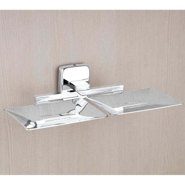 Ferio Double Soap Holder for bathroom, Stainless Steel Soap Stand wall Mount, Bathroom Accessories In Chrome Finish ( Pack Of 1 )