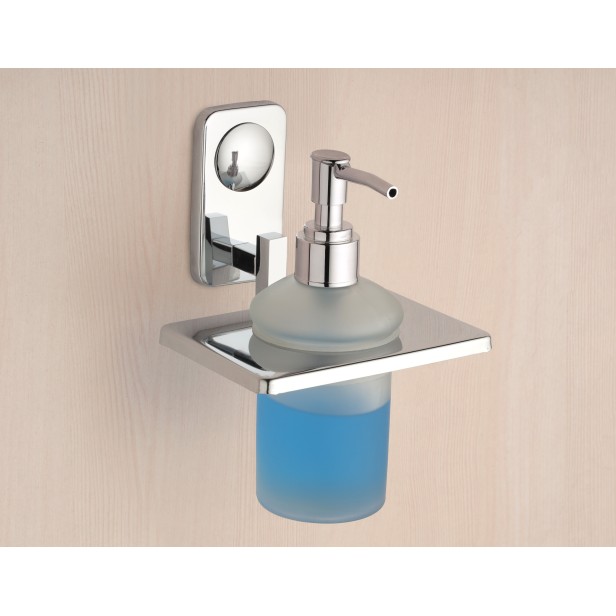 Ferio Stainless Steel Stand Glass Bottle Liquid Soap, Shampoo, Hand wash Dispenser 300 ml Liquid, Gel, Conditioner, Soap, Sanitizer Stand, Shampoo Dispenser (Chrome Finish) ( Pack Of 1 )