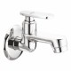 Ferio Water Bib Cock Brass Faucet Bib Tap for Bathroom, Wash Basin & Kitchen Sink, Gardens Area Wall Mounted Brass Chrome Finish Water Tap Short Body with Wall Flange 1 Piece